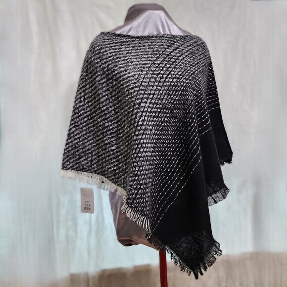 Black & Grey Poncho style Shawl - Picture 2 of 8